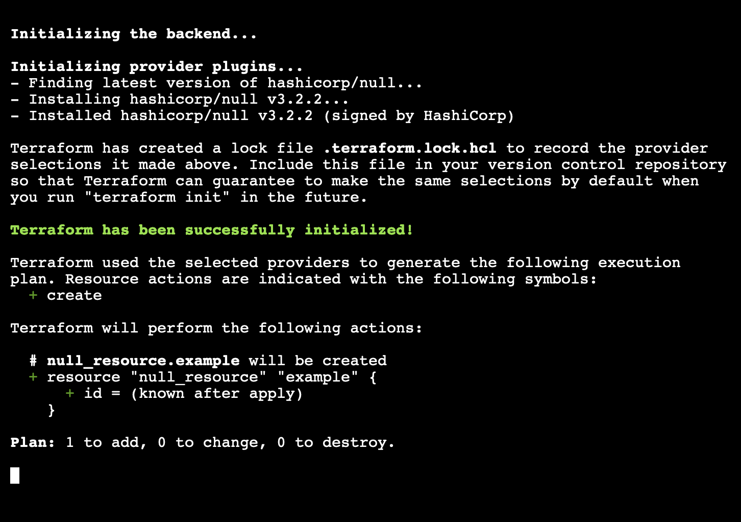 terraform plan output