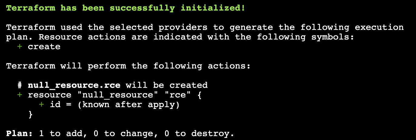terraform plan output